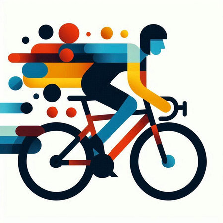 Cyclist vector illustration, colorful abstract background, eps10のイラスト素材