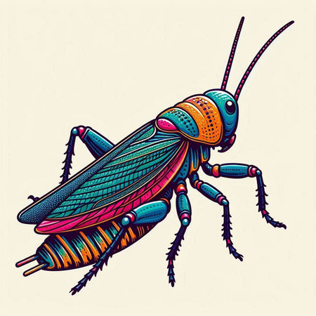 Illustration of Grasshopper. Vector illustration of a grasshopper.のイラスト素材