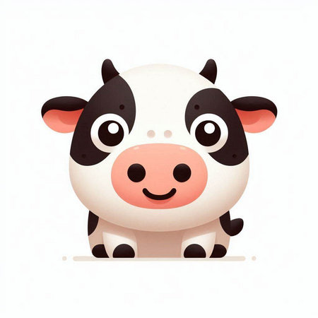 Cute cartoon cow isolated on white background. Vector illustration of farm animal.のイラスト素材