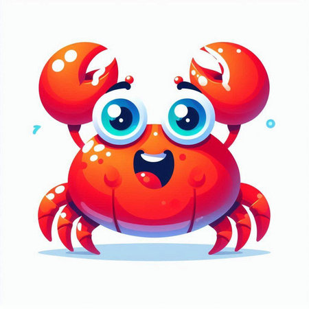 Cute cartoon crab character. Vector illustration isolated on white background.のイラスト素材