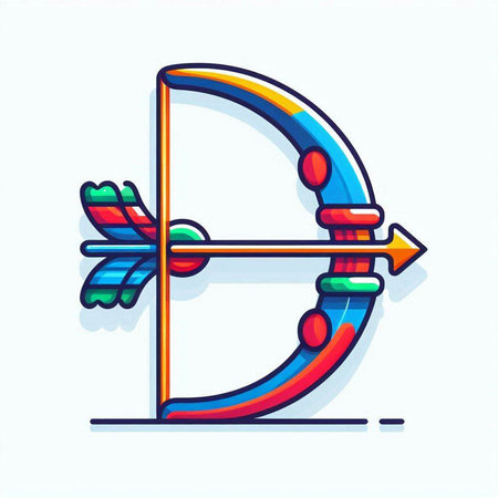 Archery sport icon. Colorful vector illustration in flat style.のイラスト素材