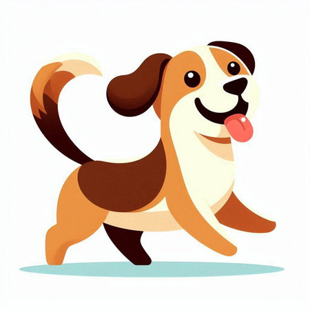 Cartoon illustration of a cute beagle dog with tongue sticking outのイラスト素材