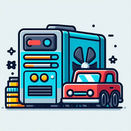 Vector illustration of a personal computer. Modern thin line flat design.のイラスト素材