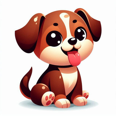 Cute cartoon dog. Vector illustration isolated on a white background.のイラスト素材