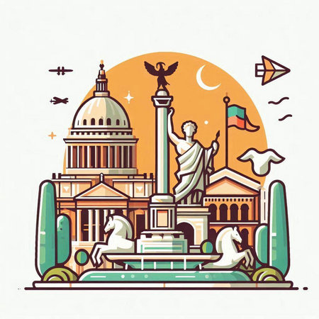 Vector illustration of Statue of Liberty in Washington DC, United States of Americaのイラスト素材