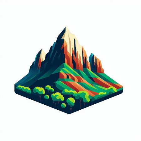 isometric mountain landscape, vector illustration eps10 graphic design elementのイラスト素材