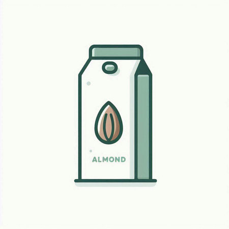 Almond milk carton package icon. Vector illustration in flat styleのイラスト素材