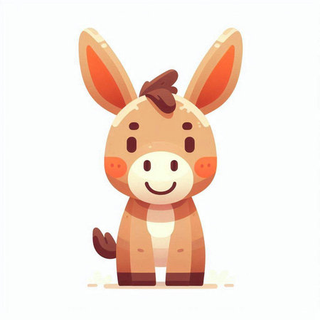Cute cartoon donkey. Vector illustration isolated on a white background.のイラスト素材