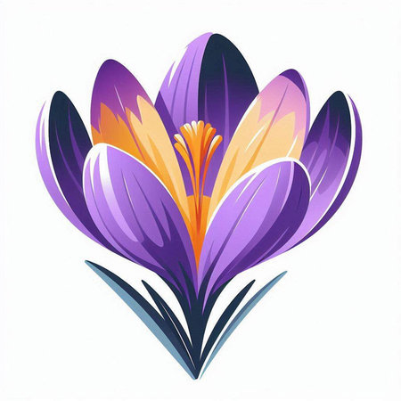 Colorful crocus flower isolated on a white background. Vector illustration.のイラスト素材
