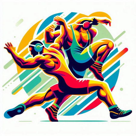 Two men are fighting for the ball. Sport illustration. Vector illustration.のイラスト素材