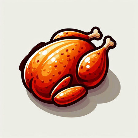 Vector illustration of roasted turkey. Isolated on a white background.のイラスト素材