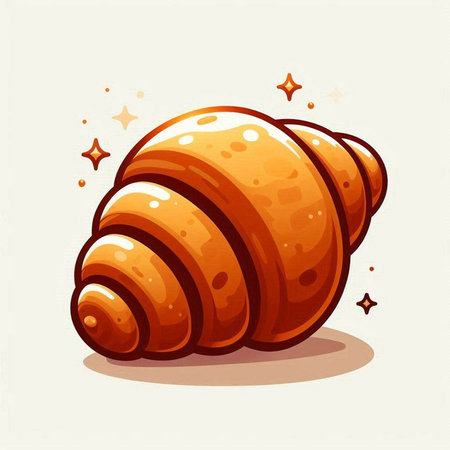Illustration of a cute cartoon croissant on a white backgroundのイラスト素材