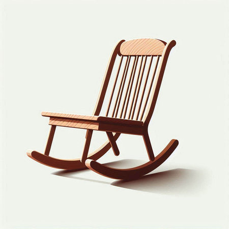 Wooden rocking chair on a white background. 3d rendering.のイラスト素材