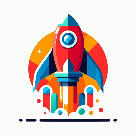 Rocket launch. Business start up concept. Vector illustration in flat styleのイラスト素材