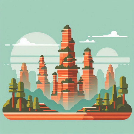 Thailand. Landmarks of Asia. Vector illustration in flat styleのイラスト素材
