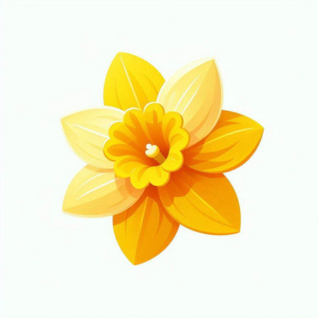 Illustration of a yellow daffodil on a white backgroundのイラスト素材