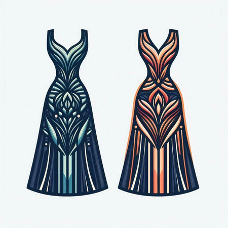 Fashionable women's evening dress. Vector illustration. EPS 10のイラスト素材