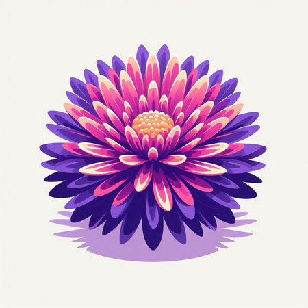 Pink and purple dahlia flower isolated on white background. Vector illustration.のイラスト素材