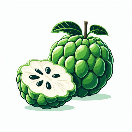 Custard apple isolated on white background. Vector illustration. Eps 10.のイラスト素材