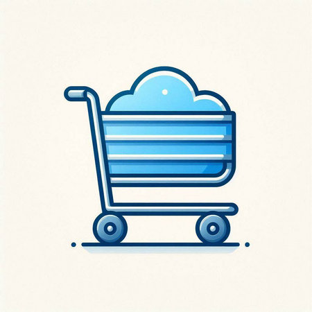 Shopping cart with cloud icon, vector eps10 illustration.のイラスト素材