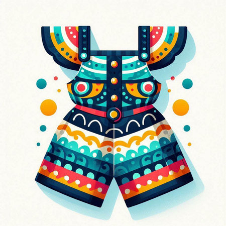 Ethnic vector illustration of a woman's clothing. Vector illustration.のイラスト素材