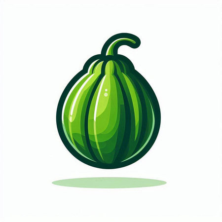 Illustration of a green watermelon isolated on a white background.のイラスト素材