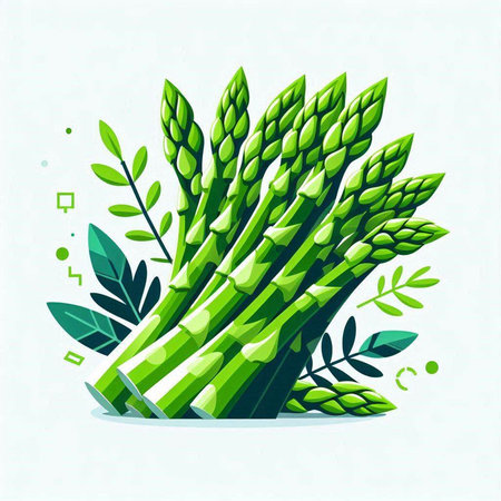 Vector illustration of fresh green asparagus on a white background.のイラスト素材