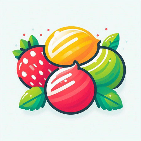Strawberry fruit icon. Cartoon illustration of strawberry fruit vector icon for web designのイラスト素材