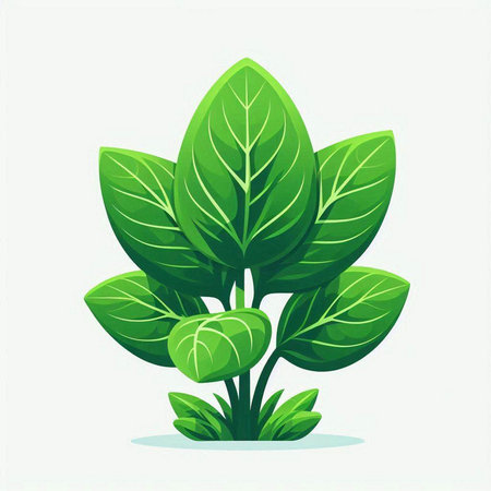 Illustration of a green plant with leaves on a white background.のイラスト素材