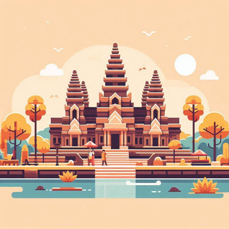 Buddhist temple in flat style. Vector illustration for your designのイラスト素材