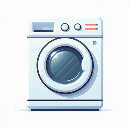 Washing machine. Vector illustration in flat style. Isolated on white background.のイラスト素材