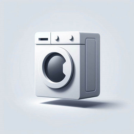 Washing machine icon on the grey background. 3D illustration.のイラスト素材
