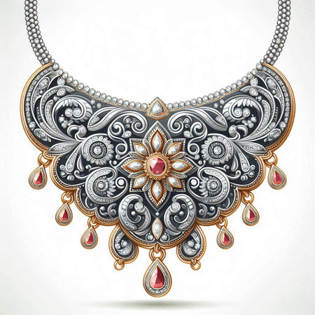 Jewelry necklace with precious stones. Jewelry design element.のイラスト素材