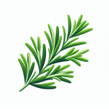 Rosemary twig isolated on a white background. Vector illustration.のイラスト素材