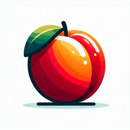 Fruit icon, red apple with green leaf, vector illustration.のイラスト素材