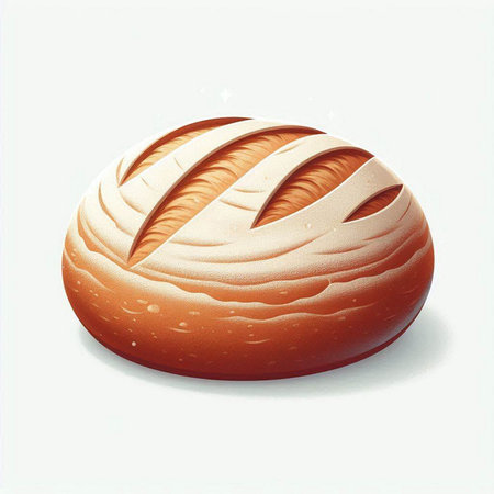 Illustration of a bread on a white background with a shadow.のイラスト素材