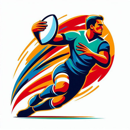 Rugby player with the ball. Vector illustration of rugby playerのイラスト素材