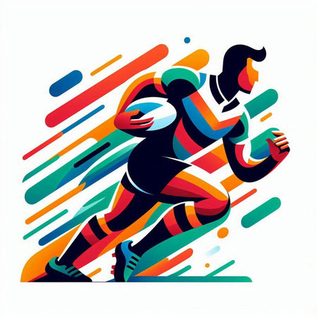 Running woman. Sport illustration. Runner in motion. Vector illustration.のイラスト素材