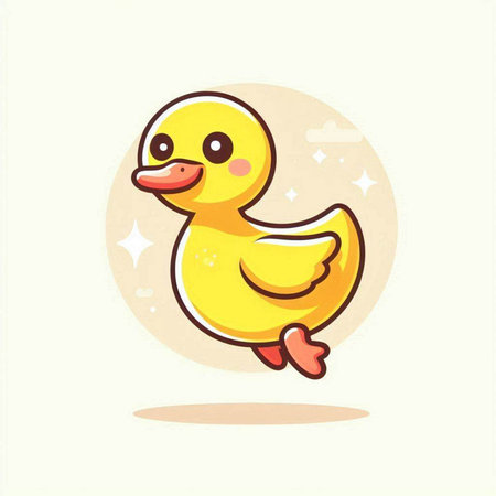Cute rubber duck cartoon vector illustration. Cute yellow rubber duck.のイラスト素材