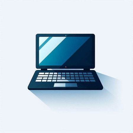 Laptop computer with shadow on the white background. Vector illustration.のイラスト素材