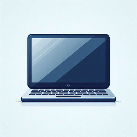 Laptop computer with blank screen isolated on white background. Vector illustration.のイラスト素材