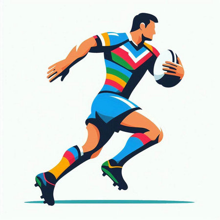 Rugby player in action. Vector illustration of a rugby player.のイラスト素材