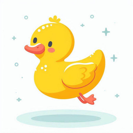 Cute yellow rubber duck on a white background. Vector illustration.のイラスト素材