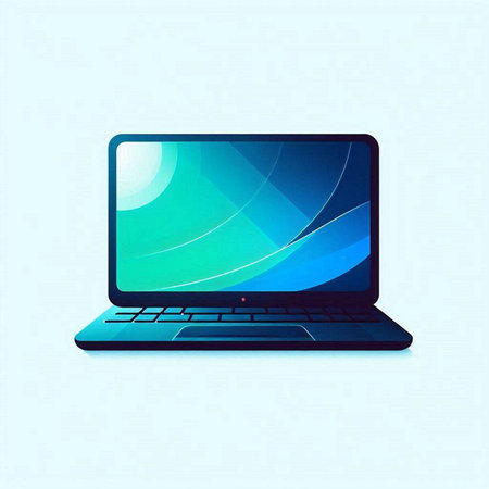 Laptop computer on blue background. Vector illustration. Eps 10.のイラスト素材