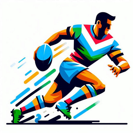 Rugby player with ball. Vector illustration of a rugby player.のイラスト素材