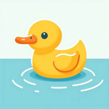 Rubber duck in the water. Vector illustration of a rubber duck.のイラスト素材