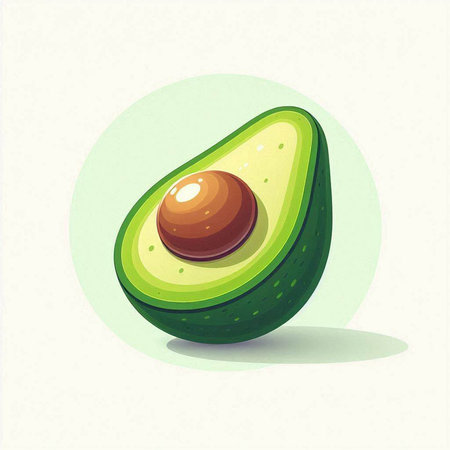 Avocado fruit icon. Vector illustration of a fresh ripe avocado.のイラスト素材