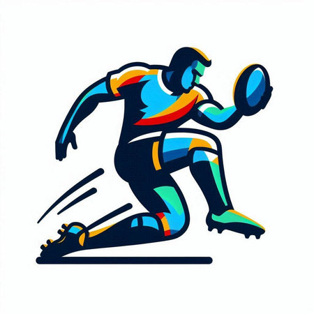 Rugby player action cartoon sport graphic vector. Sport symbol.のイラスト素材