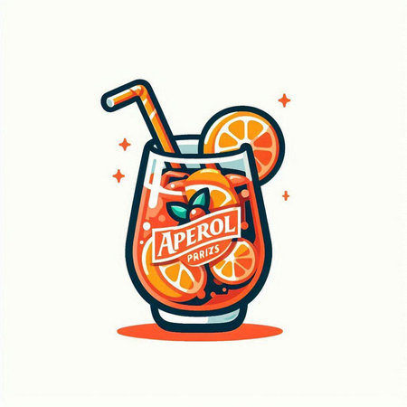 Alcoholic cocktail with orange, grapefruit and ice. Vector illustration.のイラスト素材