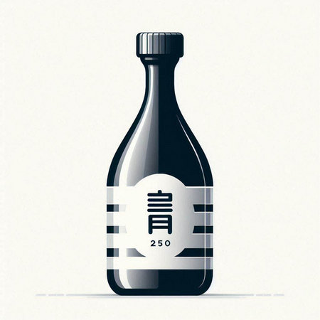Japanese sake in a bottle on a white background. Vector illustration.のイラスト素材